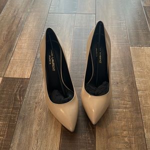 Saint Laurent nude pointy toe pumps